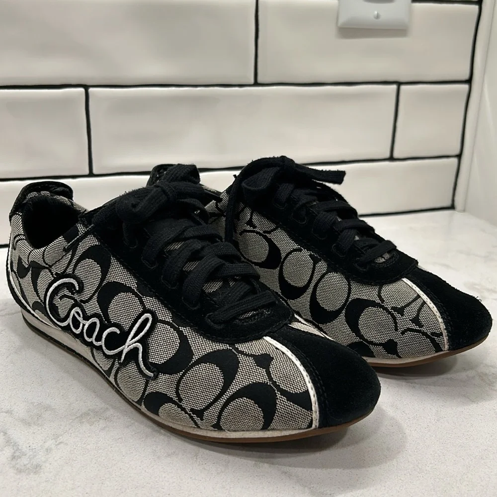 Coach Devin Black Signature Suede Canvas Embroidered Sneakers 8.5 - Picture 3 of 16